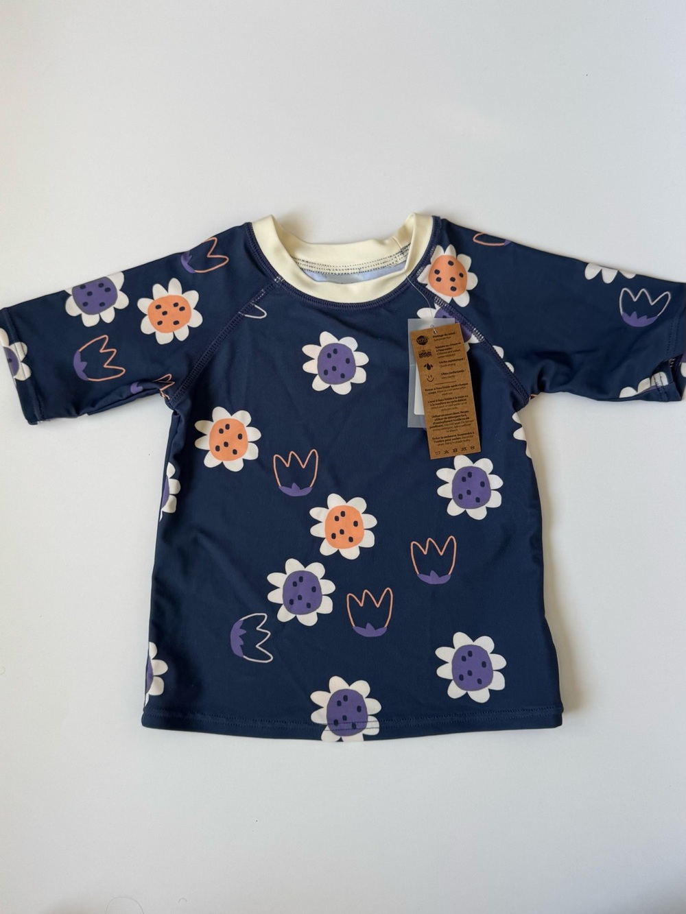 Kids Navy Floral Rashguard Swim Shirt